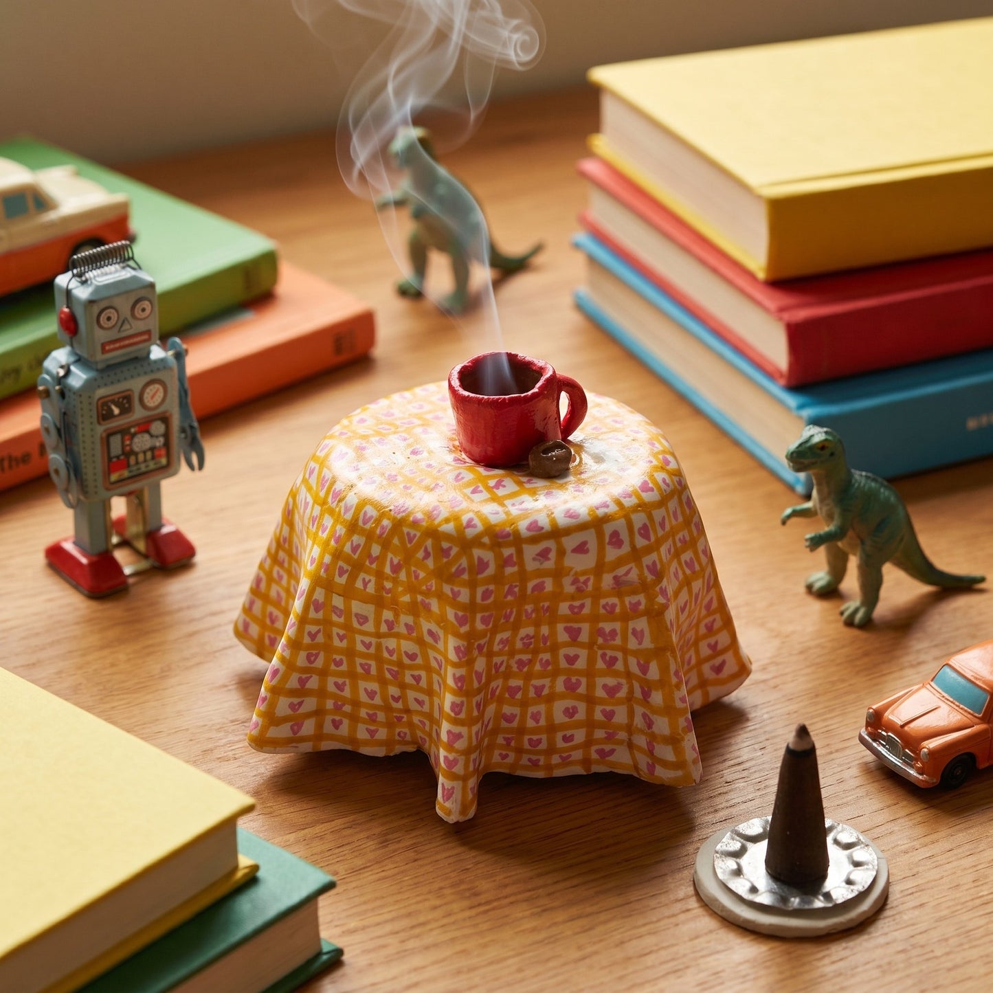🔥Last Day 49% OFF - ☕ Hand-Painted Mini Table & Coffee Cup Backflow Incense Burner