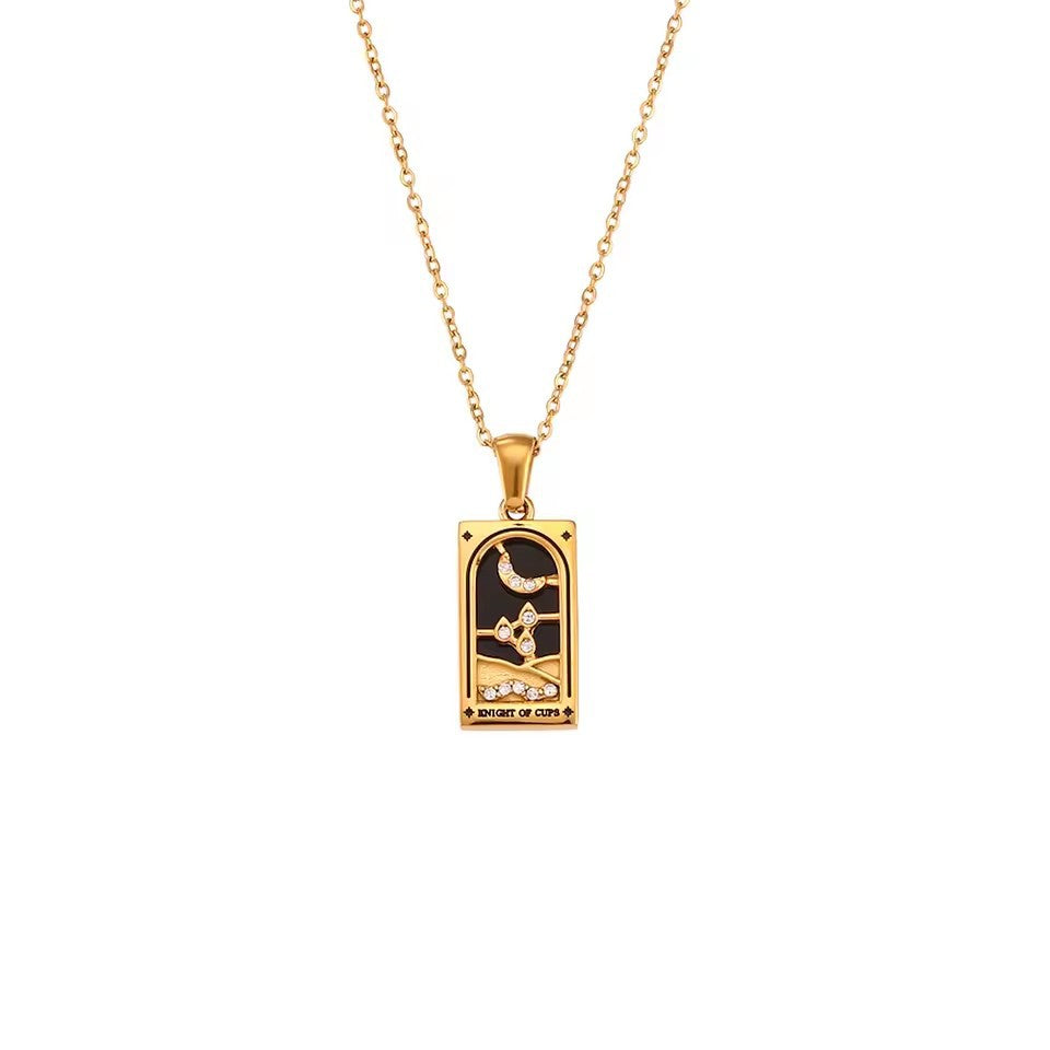 The Empress - Tarot Card 18k | Silver Dainty Necklace with Blue Enamel🔥
