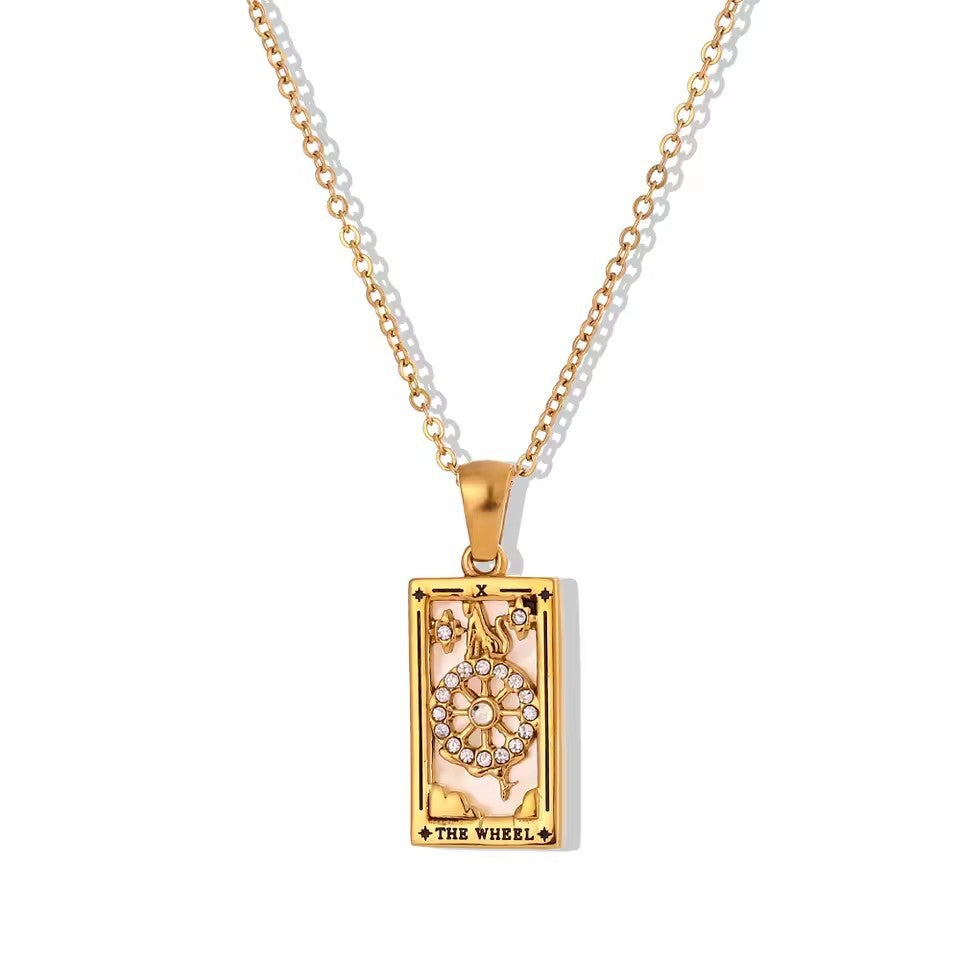 The Empress - Tarot Card 18k | Silver Dainty Necklace with Blue Enamel🔥